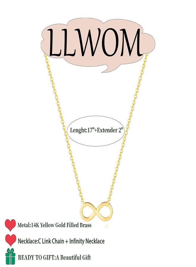 LLWOM 14K Gold Plated Infinity Necklace for Women - Simple Dainty Cute Infinity Pendant Necklace - Image 5